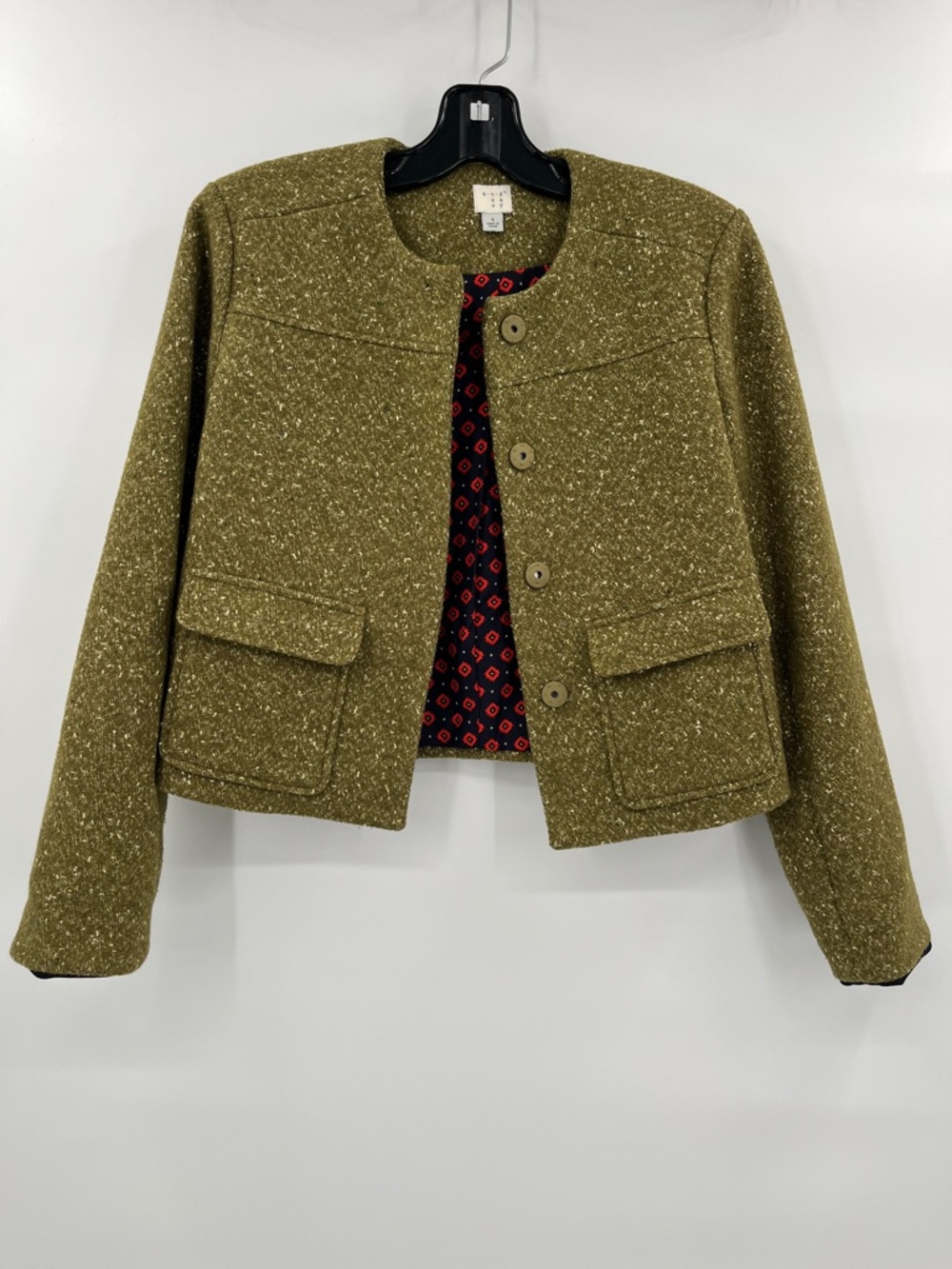 a new day Olive Tweed Cropped Boxy Blazer